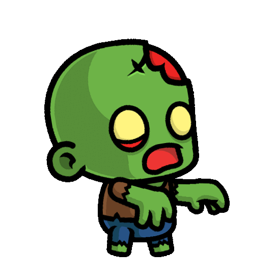 Top-down cartoon zombie with arms outstretched